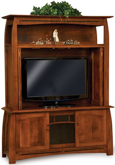 Are you in the process of furnishing a living room, family room, basement or man cave? Are you looking for a beautiful home furnishing that can accommodate your television and other electronic equipment and accessories? Our huge variety of solid wood Amish Flat Wall Entertainment Centers can meet your needs. We offer numerous Mission- and Shaker-style pieces designed to rest flush against your wall. Our entertainment centers also make any room so much more attractive and livable. Mission Style Entertainment Center, Shelf Above Tv, Style Entertainment Center, Wood Entertainment Center, Craftsman Furniture, Quarter Sawn White Oak, Living Room Entertainment, Media Cabinet, Classic Bedroom