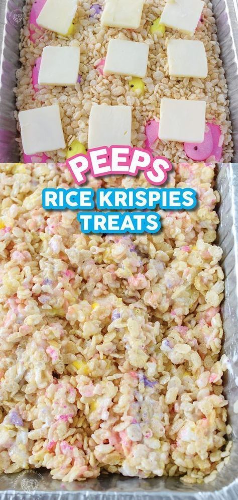 Peeps Rice Krispie Treats, Peeps Recipes, Easter Rice Krispie Treats, Easy Easter Treats, Smart School House, Easter Snacks, Krispie Treats Recipe, Rice Krispies Treats, Smart School