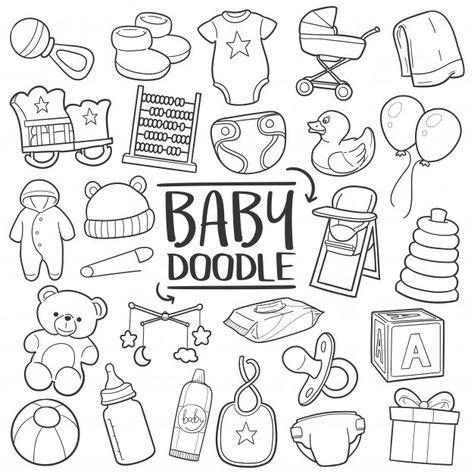 Nursery Traditional, Baby Doodle, Trin For Trin Tegning, Scribble Sketch, Pregnancy Scrapbook, Doodle Baby, Doodle Icons, Baby Bullet, Doodle Vector