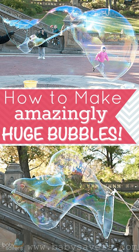 Make the BIGGEST and the BEST giant bubbles with this simple homemade bubble solution recipe! Large, big bubbles are so fun! Even includes DIY instructions for a homemade giant bubble wand, plus tips and tricks for forming the best huge bubbles. Make giant bubbles with these instructions for how to make huge bubbles! Get this super easy recipe that will provide hours of fun for your family! Summer Games For Preschoolers, Summer Games For Kids, Huge Bubbles, Bubbles Recipe, Bubble Station, Oppgaver For Barn, Bubble Recipe, How To Make Bubbles, Homemade Bubbles