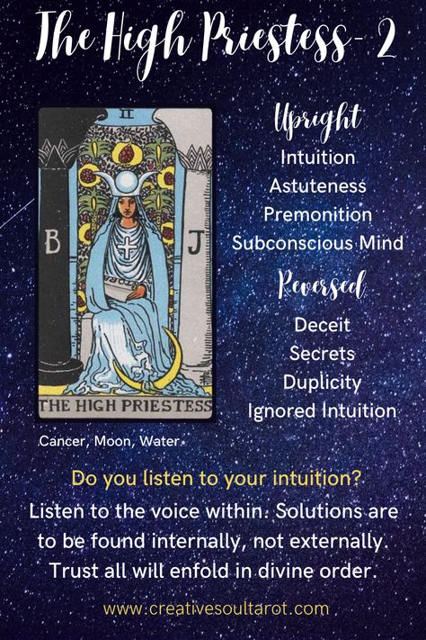 The High Priestess Tarot Meaning Reversed, The High Priestess Tarot Meaning, Elemental Correspondences, Astrology Explained, The High Priestess Tarot, High Priestess Tarot, Learning Tarot, Ace Of Pentacles, Lenormand Cards