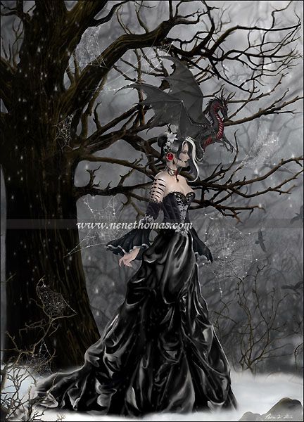 nene thomas | Nene Thomas - Queen of Shadows Faerie Goth, Nene Thomas, Queen Of Shadows, Dragon Cross Stitch, Anne Stokes, Earth Design, Dark Gothic, Fantasy Artist, Fantasy Dragon