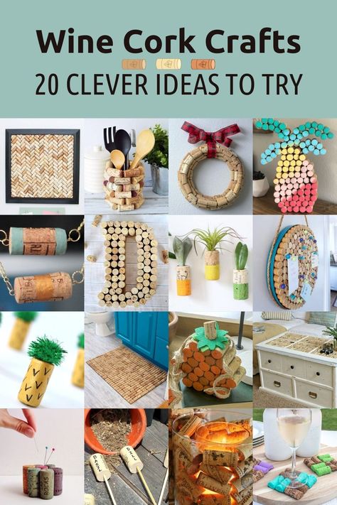 Are you a wine drinker? Hold on to those corks so you can make one of these really clever wine cork crafts. With 20 ideas you are sure to find one to try now! Diy Crafts Wine Corks, Ideas For Corks Projects, Simple Cork Crafts, Wine Cork Ideas Diy, Wine Cork Uses, Cork Crafts Diy Creative Things, Corkscrew Crafts Ideas, Wine Cork Gifts Diy, Things To Make Out Of Corks