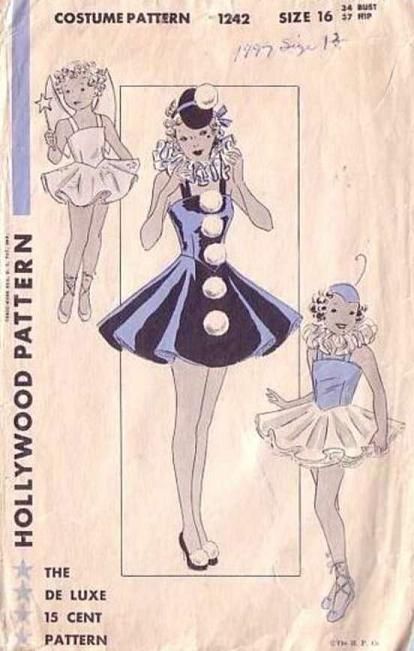 40s Hollywood, 1940s Patterns, Pierrot Costume, Pierrot Clown, Circular Skirt, Clown Clothes, Piskel Art, Hollywood Costume, Ballet Costume