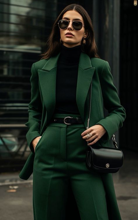 Green Suit Women, Emerald Green Outfit, Green Blazer Outfit, Green Outfits For Women, Green Dress Outfit, Hunter Green Dresses, Formal Wear Women, Christmas Outfits Women, Professional Outfits Women