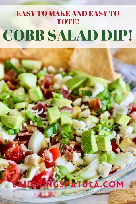 Cobb Salad Dip - all your favorite cobb salad ingredients in a dip! Cobb Salad Dip, Cobb Salad Ingredients, Salad Dip, Bacon Wrapped Chicken Bites, Holiday Entertaining Food, Bacon Tomato, Chicken Bites, Ranch Seasoning, Honey Recipes