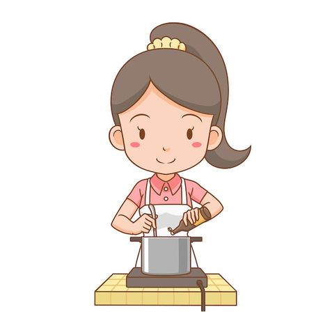 Premium Vector | Cartoon illustration of thai female teacher holding a stick in front of blackboard. Cooking Cartoon, Cooking Illustration, Woman Cooking, Premium Vector Cartoon, Cooking Soup, Female Teacher, Vector Cartoon, A Stick, Cartoon Illustration