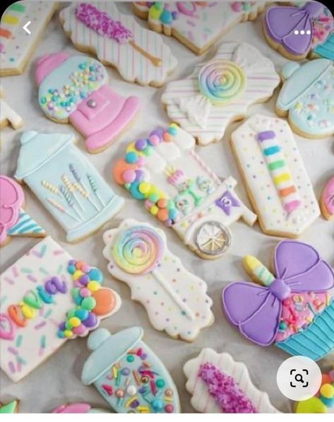 Candyland Theme, Cookie Birthday Party, Crazy Cake, Flooding Cookies, Candy Land Birthday Party, 8 Birthday, Kylie Makeup, Iced Sugar Cookies, Decorating Cookies