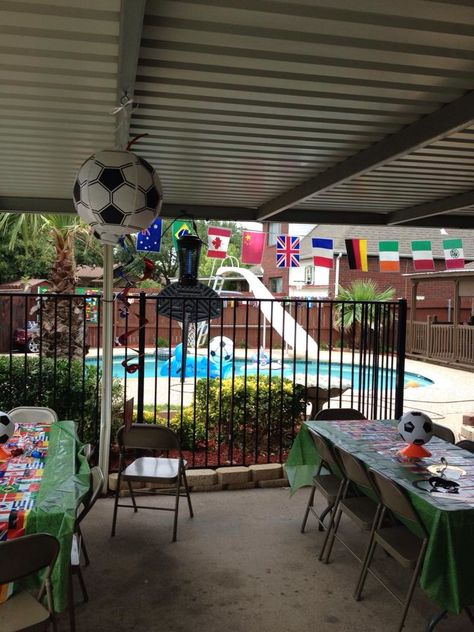 Soccer Pool Party, Summer Soccer, Beach Soccer, Soccer Birthday, Soccer Party, Soccer World, Birthday Cup, Planning Ideas, 7th Birthday