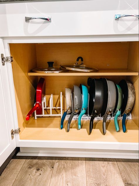 Took a few minutes to tackle this cabinet with expandable organizer and it already took away the stress of opening this cabinet! Pots and pan organizer / kitchen organization/ kitchen storage Follow my shop @BlogsbyAria on the @shop.LTK app to shop this post and get my exclusive app-only content! #liketkit #LTKhome #LTKFind #LTKunder50 @shop.ltk https://liketk.it/4bMYJ Kitchen Organization Ideas Cabinets Drawers Pan Storage, Under Sink Pots And Pans Storage, Bottom Cabinets Only Kitchen, Pan Organization Cabinet, Kitchen Corner Cabinet Design, Pot Organization Inside Cabinets, Pot And Pan Storage Ideas, Pan Storage Ideas, Corner Cabinet Design