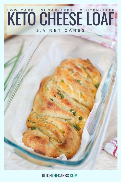 Delicious cheesy keto cheese bread loaf (keto almond flour bread with cheese) is the perfect recipe for dipping in a hot soup on a cold night. It only takes 5 minutes to prepare and is an easy yeast-free dough with a filling o garlic and green onions with cheesy flavor in every bite. This simple low-carb cheese bread recipe is made from a cheesy Fat Head dough recipe (with a twist)! Cheese Bread Loaf, Keto Cheese Bread, Bread With Cheese, Cheese Loaf, Fat Head Dough, Ditch The Carbs, Almond Flour Bread, Cheese Bread Recipe, Flour Bread