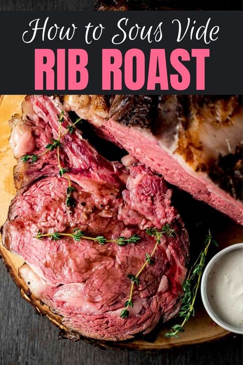 Christmas Beef Recipes, Sous Vide Recipes Beef, Roast With Red Wine, Beef Ribeye Roast, Sous Vide Ribeye, Sous Vide Lamb, Red Wine Jus, Cross Rib Roast, Braised Beef Recipes