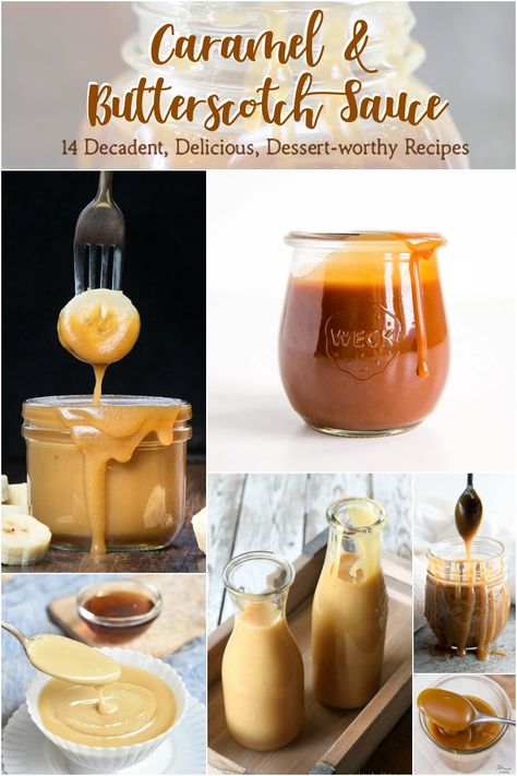 Our collection of decadent, delicious, dessert-worthy Caramel Sauce & Butterscotch Sauce recipes will take your next scoop of ice cream or a slice of pie to a whole new level of awesome. #dessertsauce #awesomesauce #butterscotch #caramel #saucerecipes Caramel Sauce Recipes, Butterscotch Sauce Recipes, Coconut Caramel Sauce, Butterscotch Caramel, Sauce Spaghetti, Scoop Of Ice Cream, Slice Of Pie, Butterscotch Sauce, Trifle Pudding