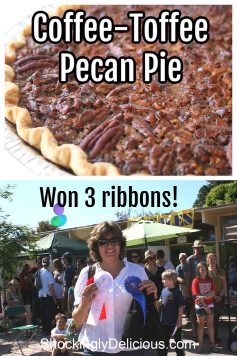 Coffee-Toffee Pecan Pie pinterest pin Toffee Pecan Pie, Blue Ribbon Desserts, Coffee Pie Recipes, Island Pecan Pie Recipe, Pecan Pie Recipes, Thanksgiving Posts, Coffee Pie, Coffee Toffee, Dessert Cravings