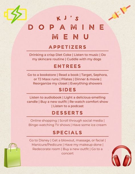 Dopamine Menu Ideas, Improving Mindset, Wellness Era, Planning 2023, Menu Project, Happy Brain, Journal 2025, Psychologist Office, Mentally Healthy