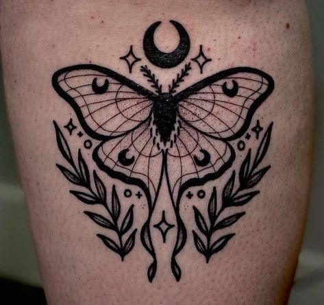 Lunar Moth Tattoo, Luna Moth Tattoo, Moth Tattoo Design, Lunar Moth, Tatoo Inspiration, Witch Tattoo, Moth Tattoo, Cute Little Tattoos, Black Ink Tattoos