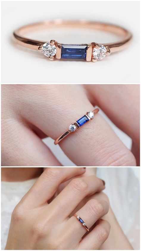 Gold Blue Sapphire Ring, Dainty Promise Ring, Ring Blue Sapphire, Cute Engagement Photos, Diamond Ring Engagement, Sapphire Rings, Ring Sapphire, Blue Sapphire Ring, Sapphire And Diamond Ring