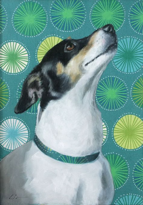 Green Pattern Background, Rat Terrier Art, Rat Terrier Dogs, Aqua And Green, Dog Magazine, Jack Russell Dogs, Cutest Dog Ever, Rat Terrier, Rat Terriers