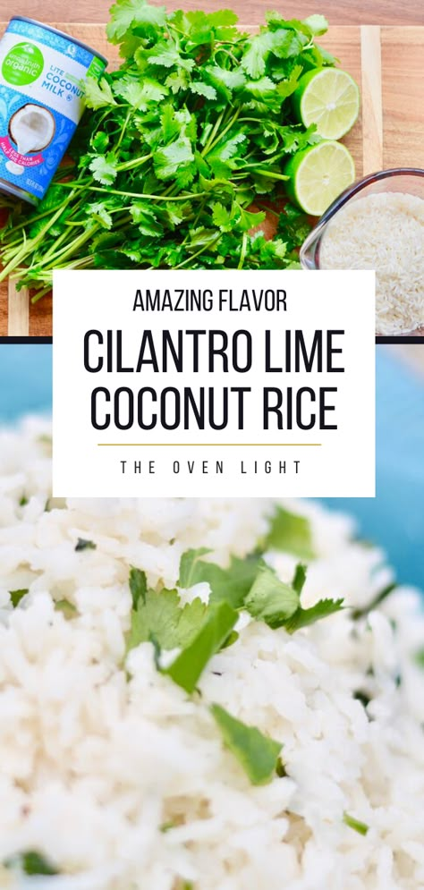 Rice With Cilantro, Cilantro Rice Recipe, Coconut Lime Rice, Jasmine Rice Recipes, Lime Rice Recipes, Coconut Rice Recipe, Cilantro Rice, Riced Cauliflower, Rice Side