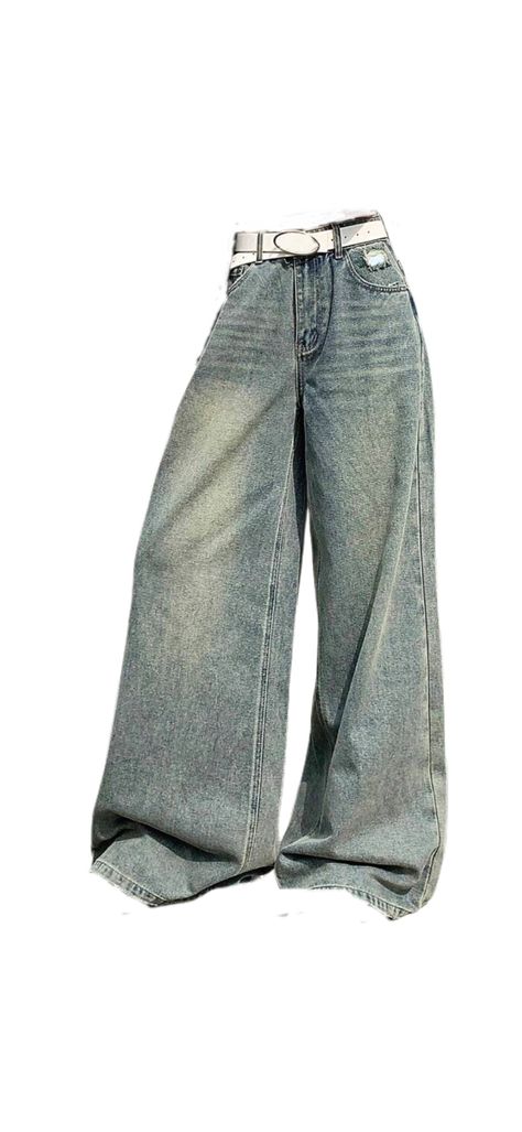 Gray Blue Aesthetic Baggy Jeans with White Belt Gray Blue Aesthetic, Aesthetic Baggy Jeans, Jean Aesthetic, Blue Baggy Jeans, Military Chic, Baggy Jean, Jeans Grey, White Belt, Jean Grey