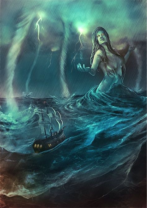 Sea Goddess, Goddess Of The Sea, Giant Squid, Norse Goddess, Greek And Roman Mythology, Sea Witch, Mythology Art, Goddess Art, Mythological Creatures