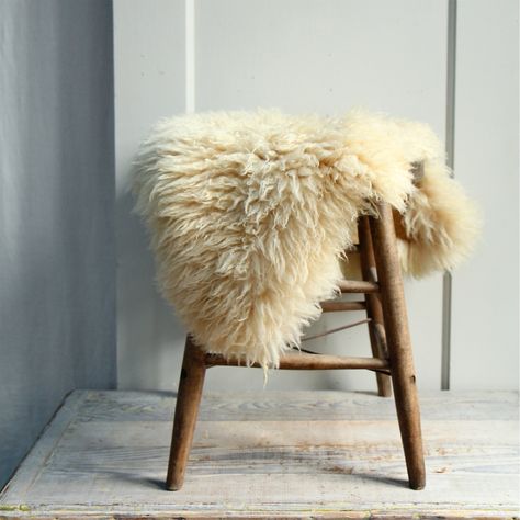 Inspiration | Hides & Sheepskin at Cox & Cox Sheepskin Stool, White Sheepskin Rug, Smart Tiles, Sheepskin Throw, Casa Vintage, Sheep Skin, Sheepskin Rug, Wooden Stools, Floor Rug