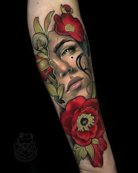 P Tattoos, Tatuaje Love, Real Tattoos, Neo Tattoo, Neo Trad Tattoo, Flash Designs, Neotraditional Tattoo, Ink Magazine, Tattoo Magazine