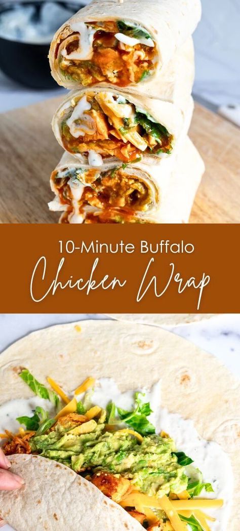 10-Minute Buffalo Chicken Wrap: Easy Recipe Microwave Chicken Recipes, Appetizer Wraps, Buffalo Chicken Wrap, Pressure Cooker Recipes Chicken, Wraps Recipes, Buffalo Chicken Wraps, Leftover Rotisserie, Chicken Wrap Recipes, Marinating Chicken Breast