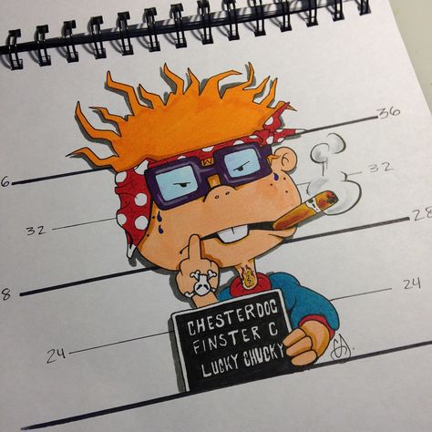 Chuckie Tattoo, Rugrats Chuckie, Atlanta Tattoo, Rugrats Cartoon, Tattoed Women, Tattoo Sketch, Cartoon Tattoos, Tattoo Model, Finger Tattoos