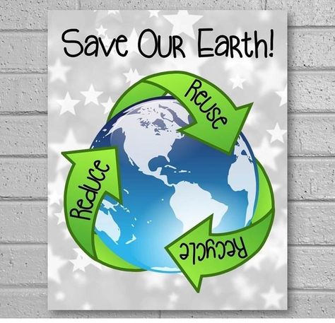 Poster On Save Earth Reduce Reuse Recycle Poster, Save Earth Posters, Science Classroom Decor, Earth Day Poster, Earth Day Drawing, Classroom Decor Middle, Earth Day Posters, Science Classroom Decorations, Stars Background