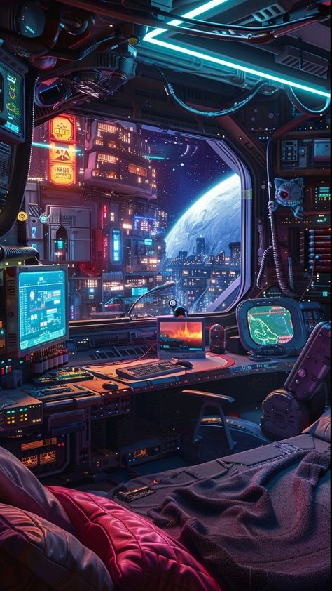 Cyberpunk Spaceship, Indoor Wallpaper, Scifi Background, Scifi Room, Cyberpunk Space, Futuristic Environment, Scifi Interior, Sleep Hypnosis, Soothing Nature