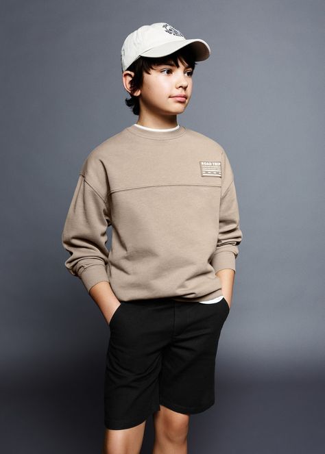 Message cotton sweatshirt - Girls | Mango Kids USA Boys Fall Fashion, Kids Studio, Under Eyes, Shirt Design Inspiration, Boy Models, Boys Sweatshirts, Kids Clothes Boys, Mango Kids, Kids Fashion Boy