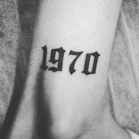 1970 Roman Numeral Tattoo, 1970 Tattoo Number, Old School Numbers Tattoo, 1976 Tattoo Fonts, 70s Show Tattoo, 1960 Tattoo Number, 1970 Tattoo, 1973 Tattoo, Show Tattoo Ideas