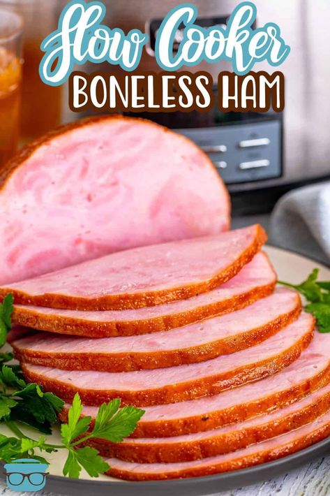 Easter Ham Crockpot Easy Recipes, Crockpot Ham Slices Recipes, Pre Cooked Ham In Crockpot Easy Recipes, Easter Boneless Ham Recipes, Bake Ham In Crockpot, Slow Cook Ham Crock Pots, Ham In Slow Cooker Recipe, Whole Ham In Crockpot, Half Ham In Crockpot