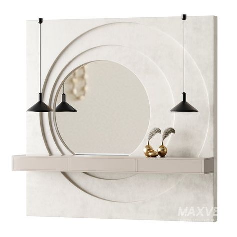 Decorative Wall panel 16 Crockery Unit Mirror Design, Mandir Background, Dinnig Table, Foyer Designs, Paneling Design, Dressing Unit, Water Curtain, Feature Wall Design, 3d Panel