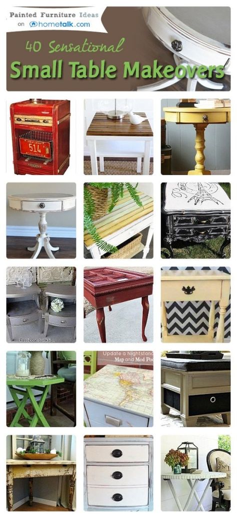 +40+sensational+small+table+makeovers+-+on+Hometalk+featured+on+Funky+Junk+Interiors Painted Furniture Ideas, Ideas Hogar, Furniture Rehab, Table Makeover, Plywood Furniture, Makeover Ideas, Refurbished Furniture, Small Table, Furniture Restoration