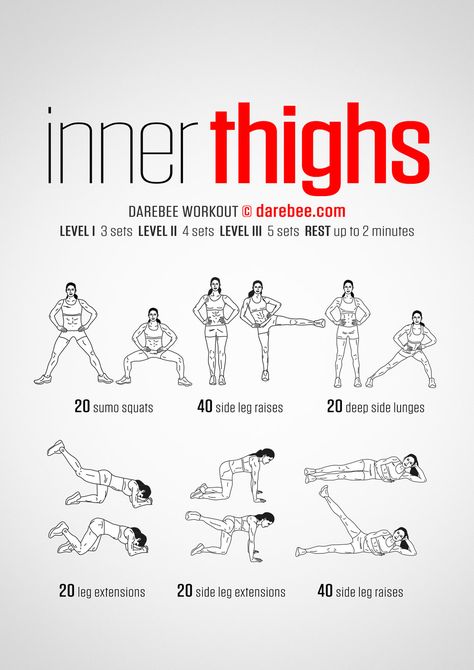 Inner Thighs Workout Darebee Workout, Workout Morning, Inner Thigh Workout, Trening Fitness, Thigh Exercises, Body Fitness, Inner Thigh, Motivation Fitness, I Work Out