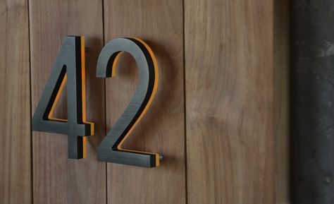 Luxello Modern Bronze House Numbers Illuminated : surrounding.com Illuminated House Numbers, Modern House Numbers Sign, Led House Numbers, Number Ideas, Led House, Backlit Signs, Number Signs, Exterior Signage, Metal House Numbers