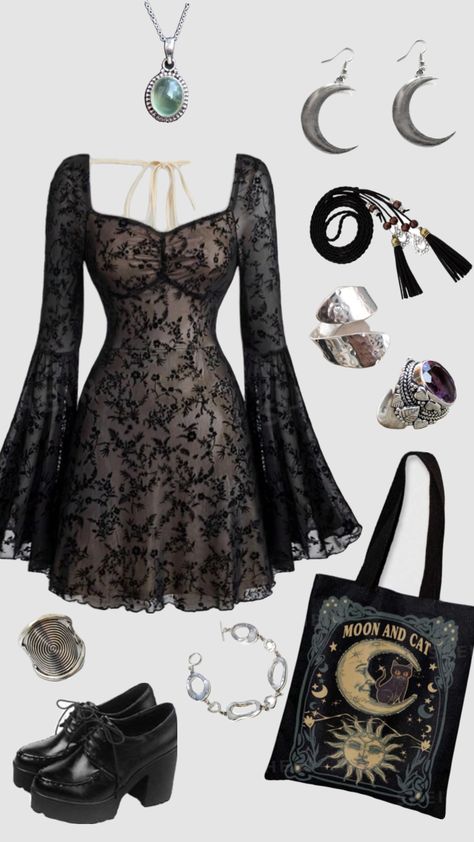 Whimsigoth outfit #outfitinspo #vintage #whimsigoth #whimsical Aesthetic Goth Outfit, Goth Outfits Aesthetic, Romwe Outfit, Daily Fashion Inspiration, Whimsical Fashion, Goth Outfits, Alternative Outfits, Edgy Outfits, Girly Outfits