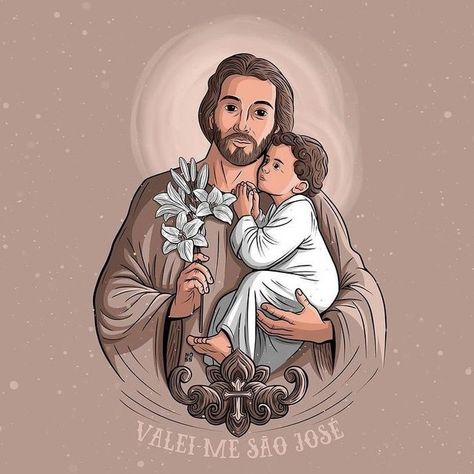 Saint Joseph Art, St Joseph Catholic, Catholic Wallpaper, Catholic Decor, Sao Jose, Pictures Of Christ, Jesus And Mary Pictures, Christian Images, Christian Artwork