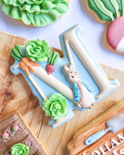 Cookies 2 • Instagram Peter Rabbit Cookies, Rabbit Cookies, Baby Buns, Peter Rabbit Birthday, Rabbit Birthday, Amazing Cookies, Christening Ideas, Easter Sugar Cookies, Iced Biscuits