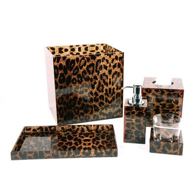 Leopard Bathroom, Leopard Print Bathroom, Turquoise Bathroom Decor, Animal Print Bathroom, Modern Bathroom Accessories, Trash Containers, Print Bathroom, Perfume Tray, Trash And Recycling Bin