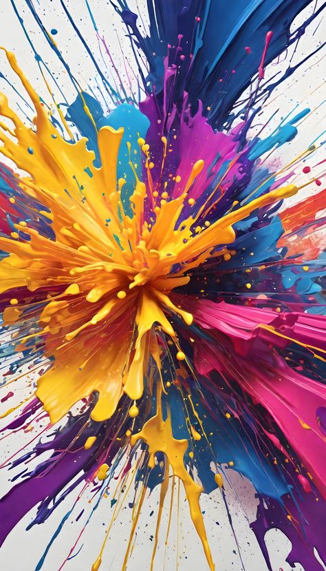 An explosive burst of paint splatters in a dynamic array of vibrant colors, capturing a moment of creative energy unleashed with bold and abstract intensity. Pretty Backrounds, Paint Splatter Art, Background Artwork, Colors Wallpaper, Cup Wraps, Paint Splatters, Iphone Wallpaper Photos, Paint Splash, Pin Up Art