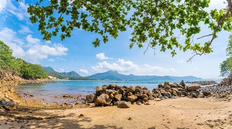 Island Background, Con Dao, View From Above, Panoramic Photo, Sea Travel, Clear Sky, Tropical Island, Travel Beach, Cloudy Day