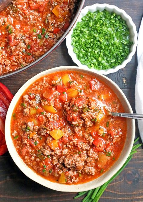 Paleo Stuffed Peppers, Whole30 Diet, Whole30 Meal Prep, Diet Soup Recipes, Whole 30 Diet, Stuffed Pepper, Pepper Soup, Garlic Pasta, Whole30 Recipes