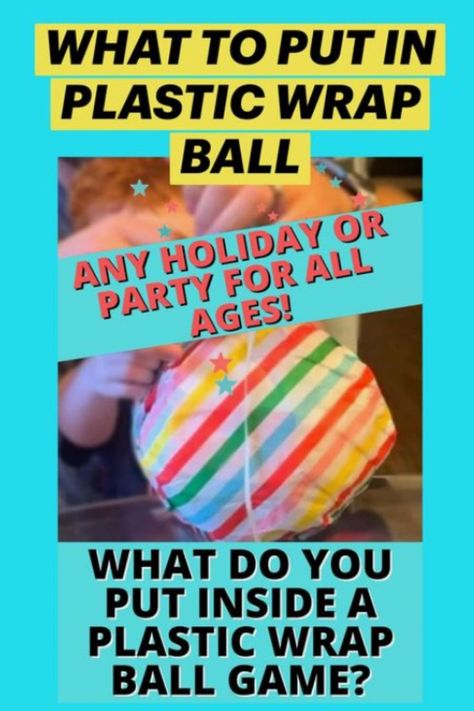 Ceran Wrap Ball Game Ideas, Large Group Party Games, Plastic Wrap Ball Game, Plastic Wrap Ball, Group Party Games, Party Games For All Ages, Wrap Ball Game, Saran Wrap Ball, Saran Wrap Game