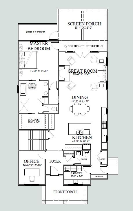 We just wrapped up plans for a new house on a narrow infill lot on a street of charming old bungalows. It was important to the clients that ... House Plans Narrow Lot, Narrow House Plans, Narrow Lot House, Narrow Lot House Plans, Cottage Floor Plans, House Plans One Story, Beach House Plans, Small House Floor Plans, Garage House Plans