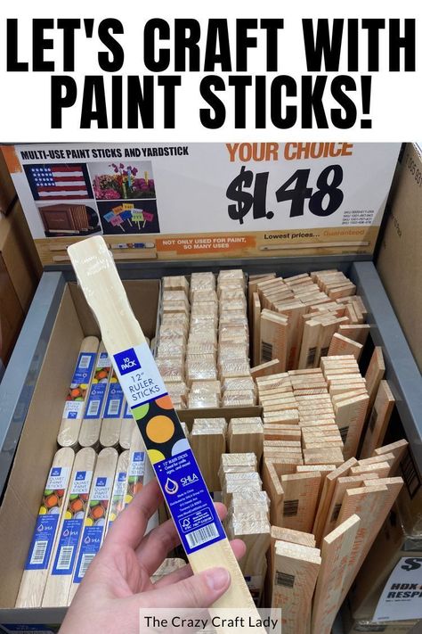 Let's craft with paint sticks Paint Stick Flag, Paint Stir Stick Crafts, Paint Sticks Projects, Painted Sticks Diy, Paint Stick Crafts Diy Projects, Diy Wood Planter Box, Stick Projects, Paint Stick Crafts, Diy Wood Planters