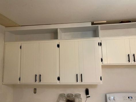 Idea For Small Kitchen, Above Cabinet Storage, Storage Above Kitchen Cabinets, Upper Cabinet Storage, Above Kitchen Cabinet, Diy Kitchen Cabinets Makeover, Top Of Cabinets, Upper Cabinet, Above Kitchen Cabinets