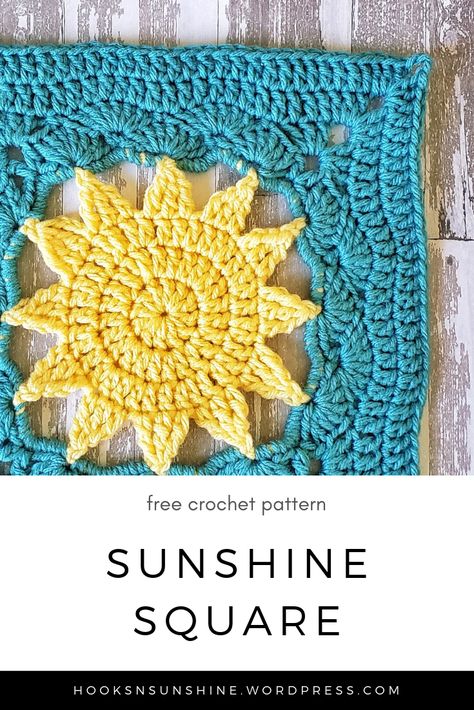 Free crochet pattern for the sunshine granny square. Part of the Sunday Squares collection, in which a new square is released every week! #freecrochetpattern #sundaysquares #grannysquare Sunshine Crochet, Motifs Granny Square, Sunburst Granny Square, Granny Square Crochet Patterns Free, Crochet Blocks, Crochet Design Pattern, Crochet Granny Square, Crochet Square Patterns, Granny Squares Pattern